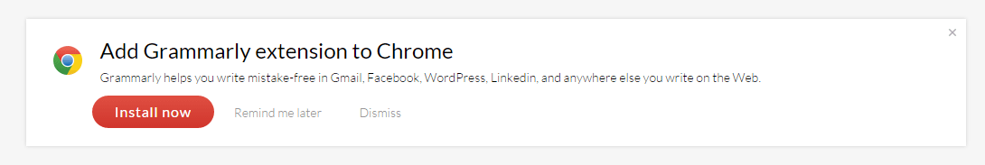 Grammarly Chrome Extension Prompt