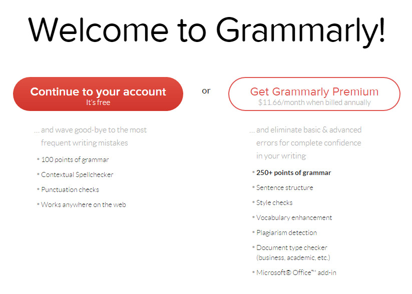 Grammarly Free vs Premium.